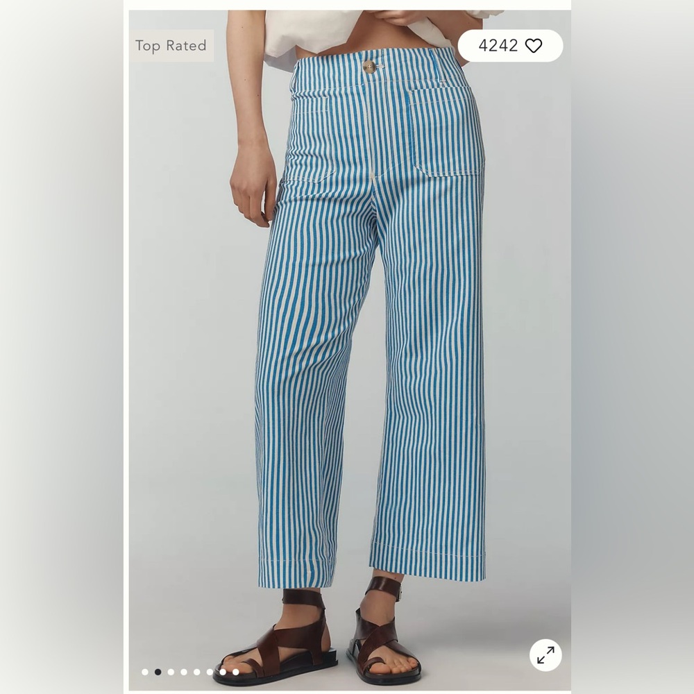 The Colette Printed Linen Blend Crop Wide-Leg Pants by Maeve from Anthropologie